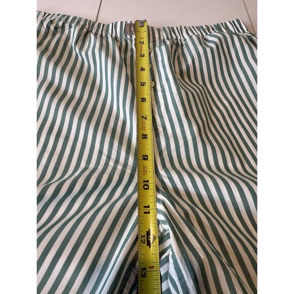 J.Crew Womens Pajama Set Sz S Green White Striped Poplin Holiday Long Sleeve - Picture 9 of 13